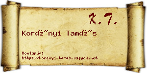 Korényi Tamás névjegykártya